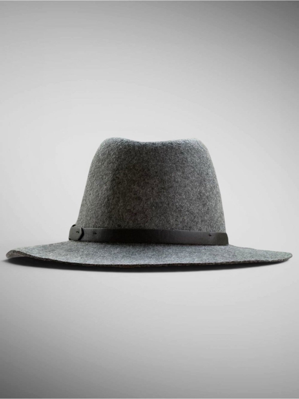 San Diego Hat Company Gray Wool Fedora Wide Brim Leather Band